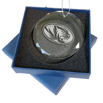Missouri Tigers 3.25'' Laser Engraved Glass Ornament