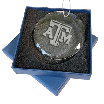 Texas A&M Aggies 3.25'' Laser Engraved Glass Ornament