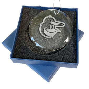 Baltimore Orioles 3.25'' Laser Engraved Glass Ornament