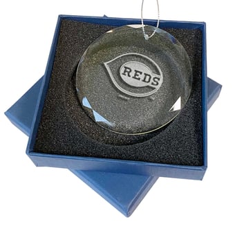Cincinnati Reds 3.25'' Laser Engraved Glass Ornament
