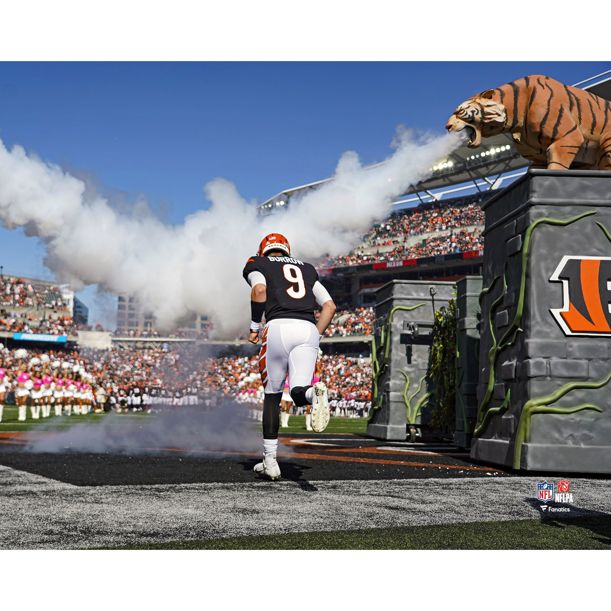 Joe Burrow Cincinnati Bengals Unsigned Pre-Game Entrance Photograph Joe Burrow Cincinnati Bengals Unsigned Pre-Game Entrance Photograph