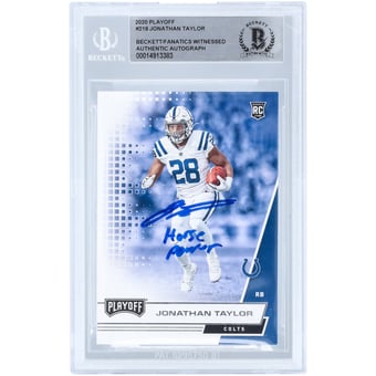 Jonathan Taylor Indianapolis Colts Autographed 2020 Panini Playoff #218 Beckett Fanatics Witnessed Authenticated Rookie Card with "Horse Power" Inscription