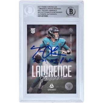 Trevor Lawrence Jacksonville Jaguars Autographed 2021 Panini Chronicles Luminance #201 Beckett Fanatics Witnessed Authenticated Rookie Card with "2021 #1 Pick" Inscription