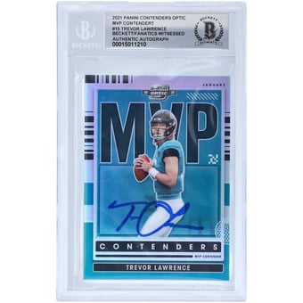 Trevor Lawrence Jacksonville Jaguars Autographed 2021 Panini MVP Contenders Optic #MVP-TLA Beckett Fanatics Witnessed Authenticated 10 Rookie Card