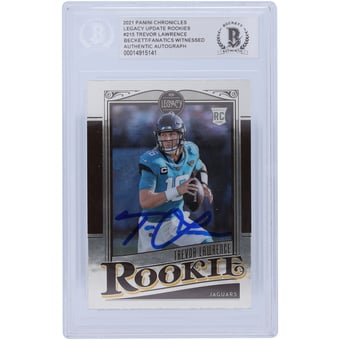 Trevor Lawrence Jacksonville Jaguars Autographed 2021 Panini Chronicles Legacy #215 Beckett Fanatics Witnessed Authenticated Rookie Card