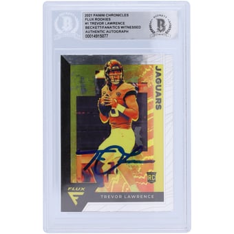 Trevor Lawrence Jacksonville Jaguars Autographed 2021 Panini Chronicles Flux #FX-1 Beckett Fanatics Witnessed Authenticated Rookie Card