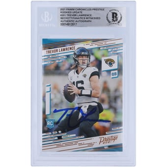 Trevor Lawrence Jacksonville Jaguars Autographed 2021 Panini Prestige Update #201 Beckett Fanatics Witnessed Authenticated Rookie Card