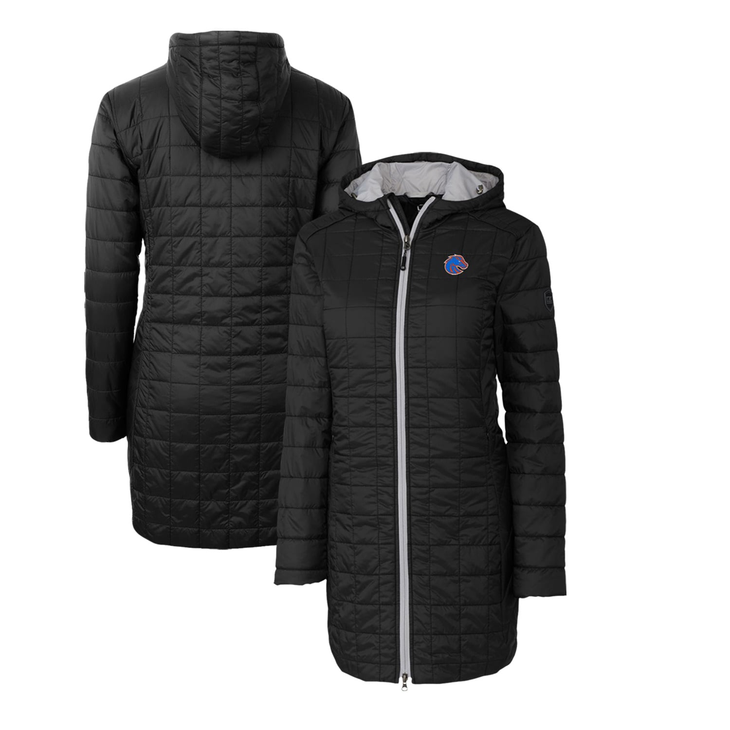 Women's Cutter & Buck Black Boise State Broncos Rainier Primaloft Eco Hooded Long Coat