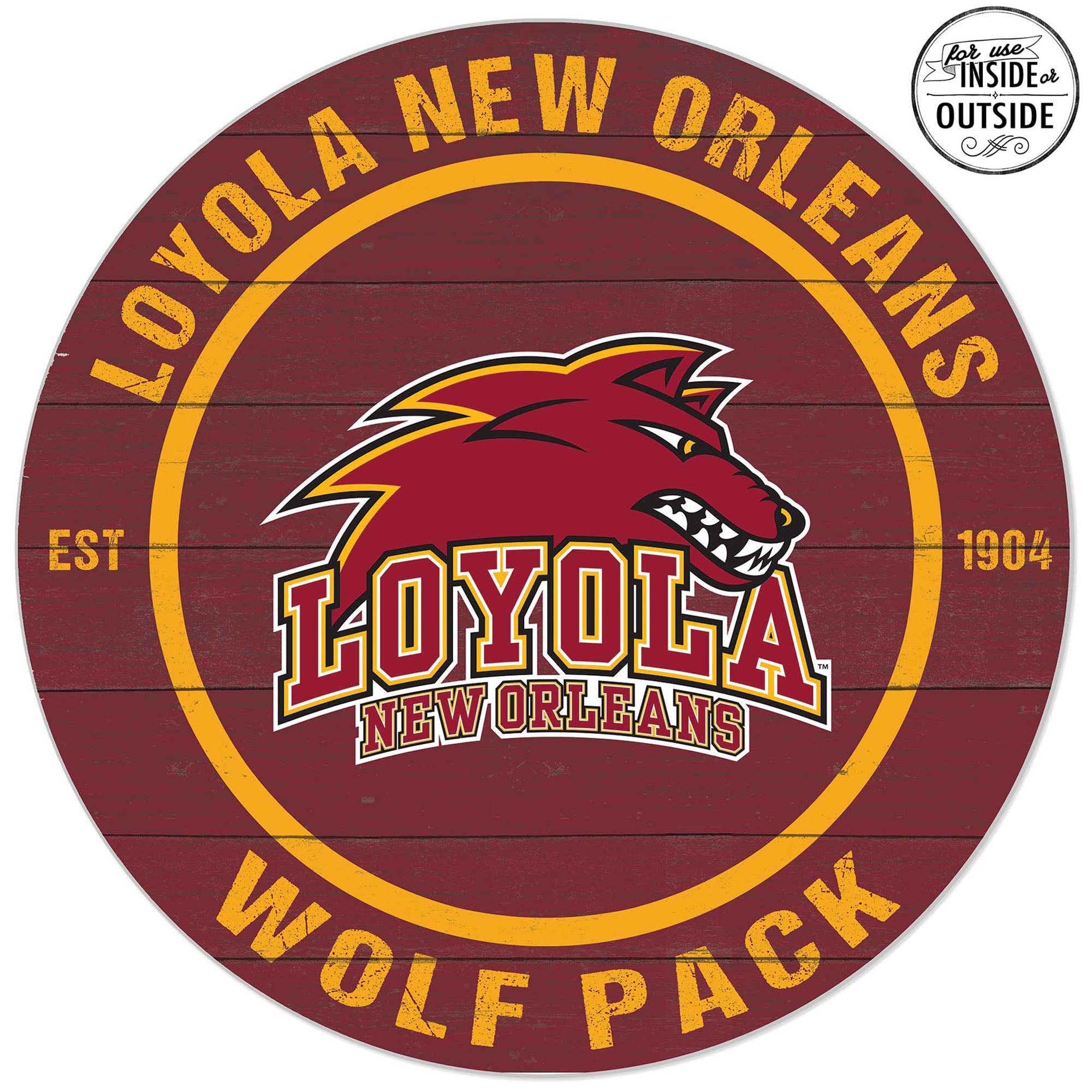 Loyola New Orleans Wolf Pack 20'' x 20'' Indoor/Outdoor Team Color Circle Sign
