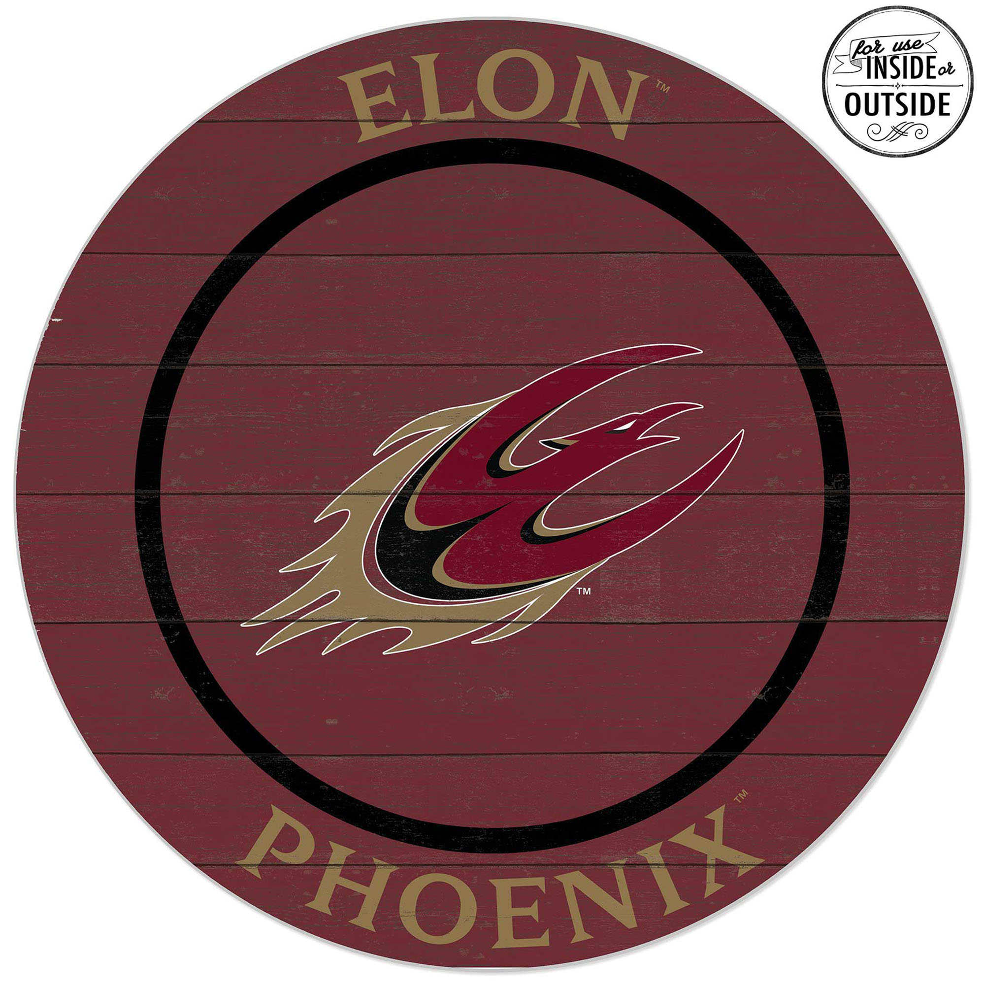 Elon Phoenix 20'' x 20'' Indoor/Outdoor Team Color Circle Sign