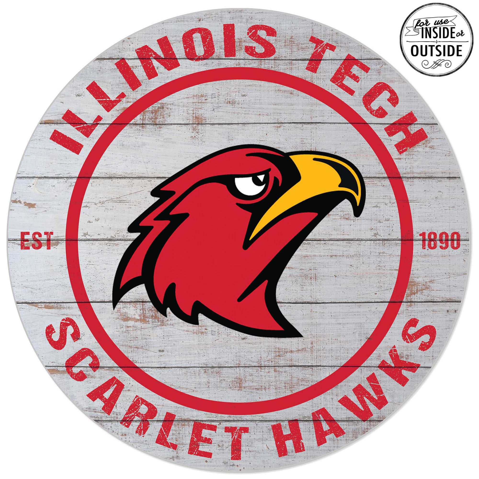 Illinois Tech Scarlet Hawks 20'' x 20'' Indoor/Outdoor Weathered Circle Sign