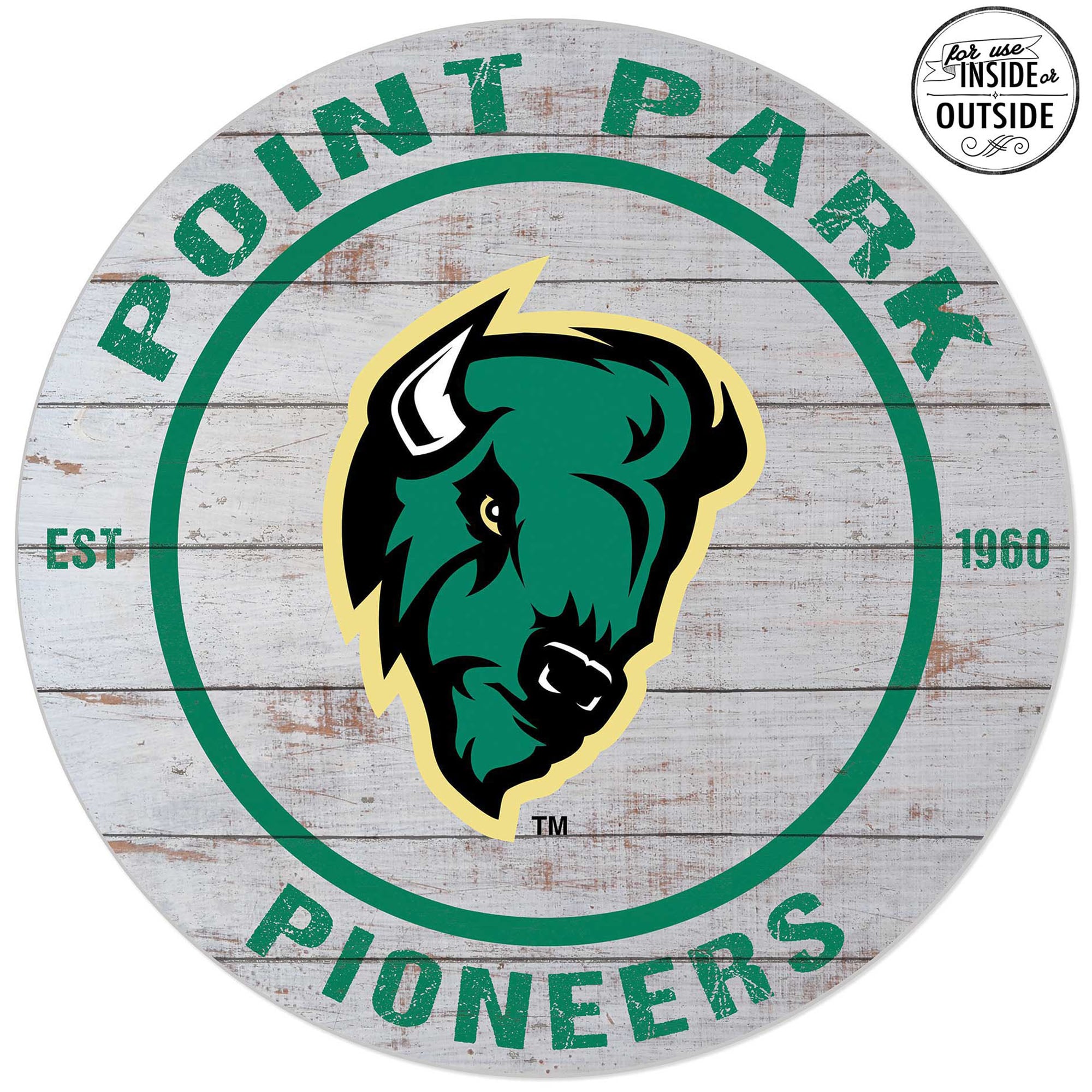 Point Park Pioneers 20'' x 20'' Indoor/Outdoor Weathered Circle Sign