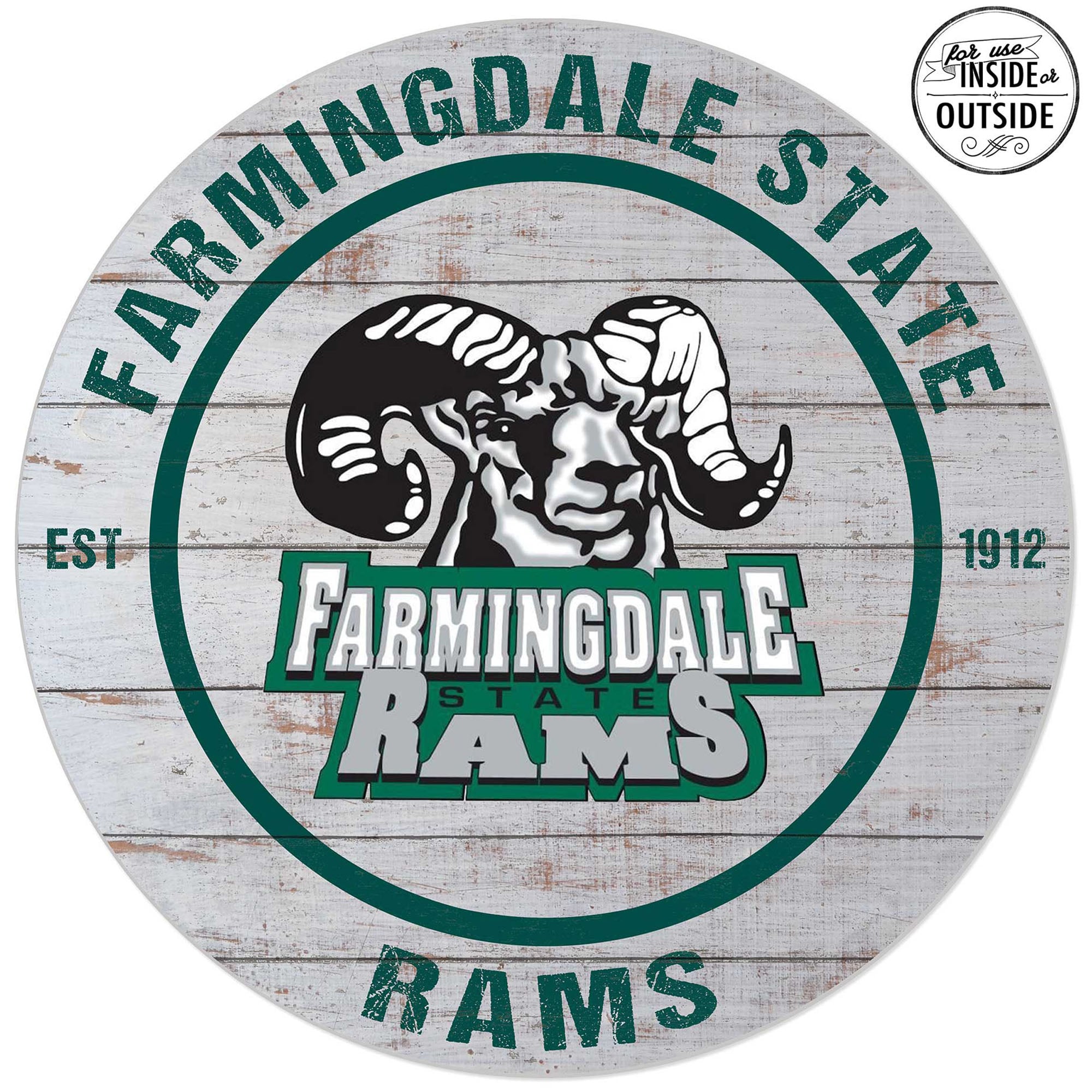 SUNY Farmingdale State Rams 20'' x 20'' Indoor/Outdoor Weathered Circle Sign