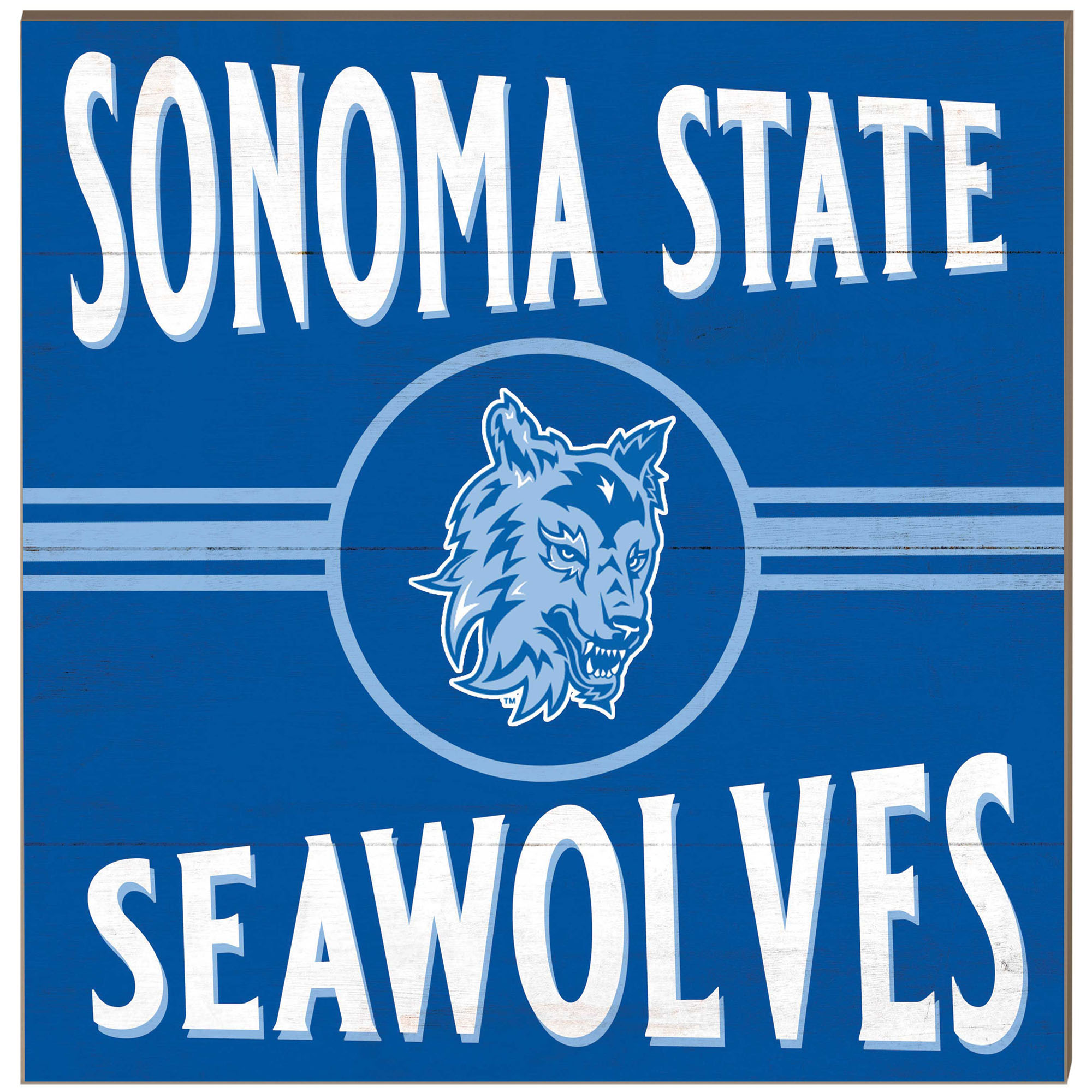 Sonoma State Seawolves 10" x 10" Retro Team Sign