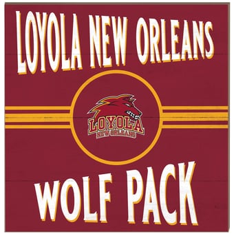 Loyola New Orleans Wolf Pack 10" x 10" Retro Team Sign