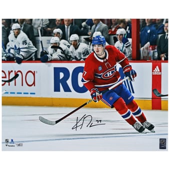Kirby Dach Montreal Canadiens Autographed 16" x 20" Red Jersey Canadiens Debut Photograph