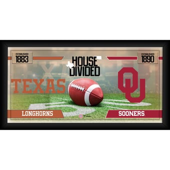 Texas Longhorns vs. Oklahoma Sooners Framed 10" x 20" House Divided Football Collage