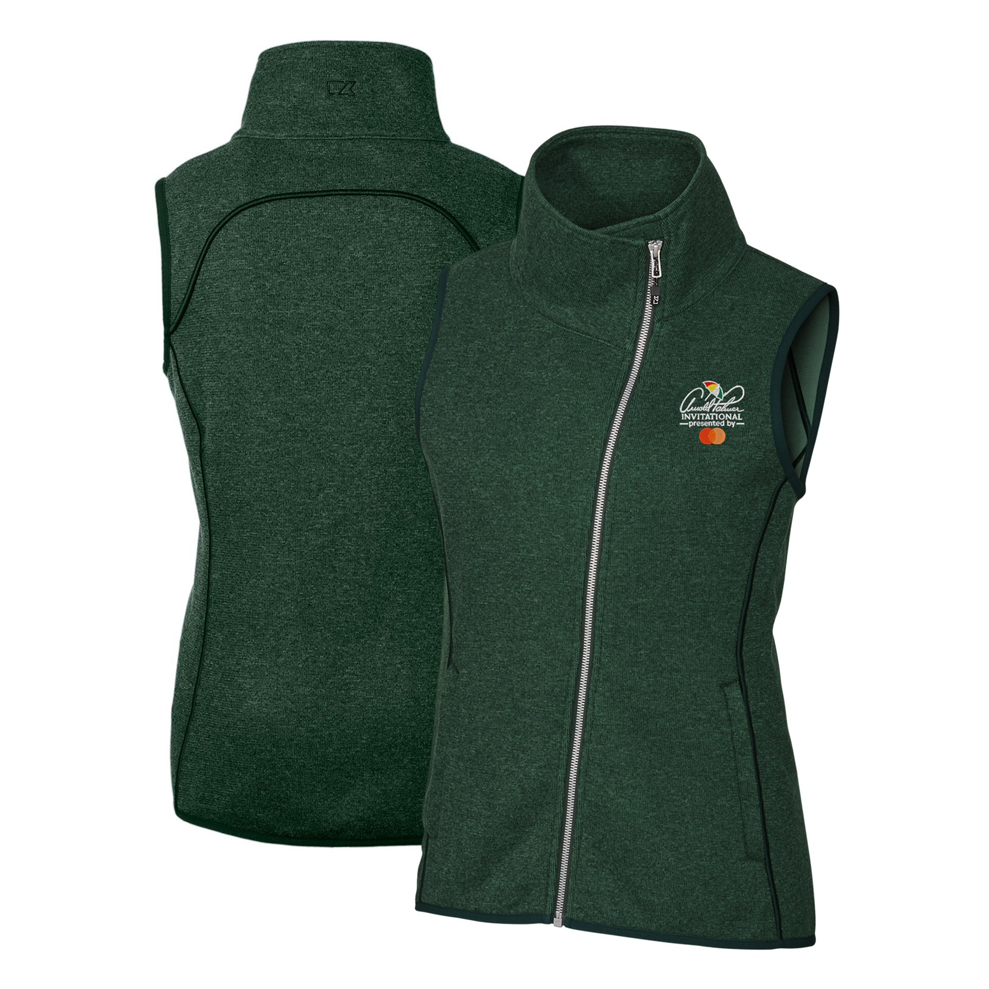 Women’s Cutter & Buck Heather Green Arnold Palmer Invitational Mainsail Sweater-Knit Full-Zip Vest Women’s Cutter & Buck Heather Green Arnold Palmer Invitational Mainsail Sweater-Knit Full-Zip Vest