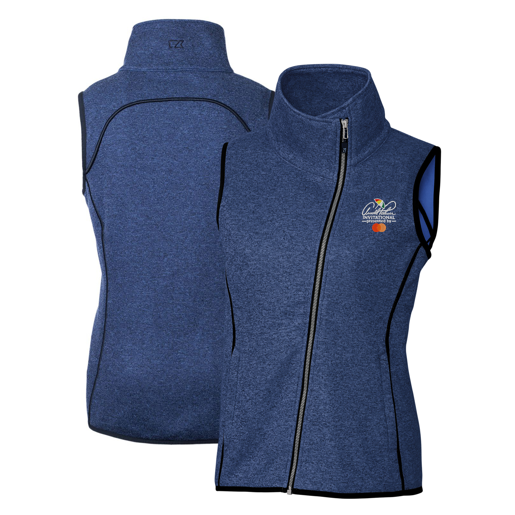 Women’s Cutter & Buck Heather Powder Blue Arnold Palmer Invitational Mainsail Sweater-Knit Full-Zip Vest Women’s Cutter & Buck Heather Powder Blue Arnold Palmer Invitational Mainsail Sweater-Knit Full-Zip Vest
