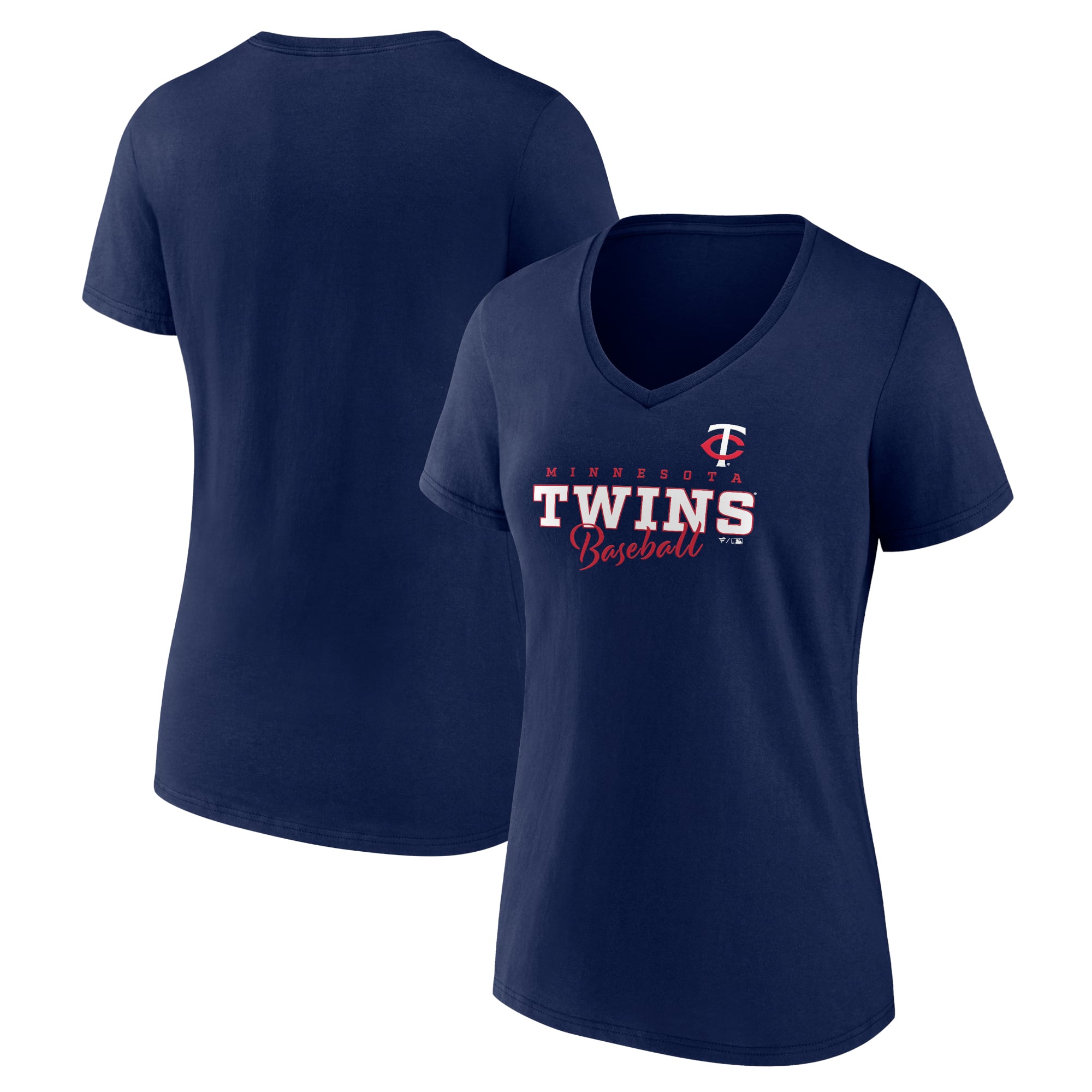 Women's Navy Minnesota Twins Back In Business V-Neck T-Shirt