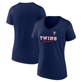 Women's Navy Minnesota Twins Back In Business V-Neck T-Shirt