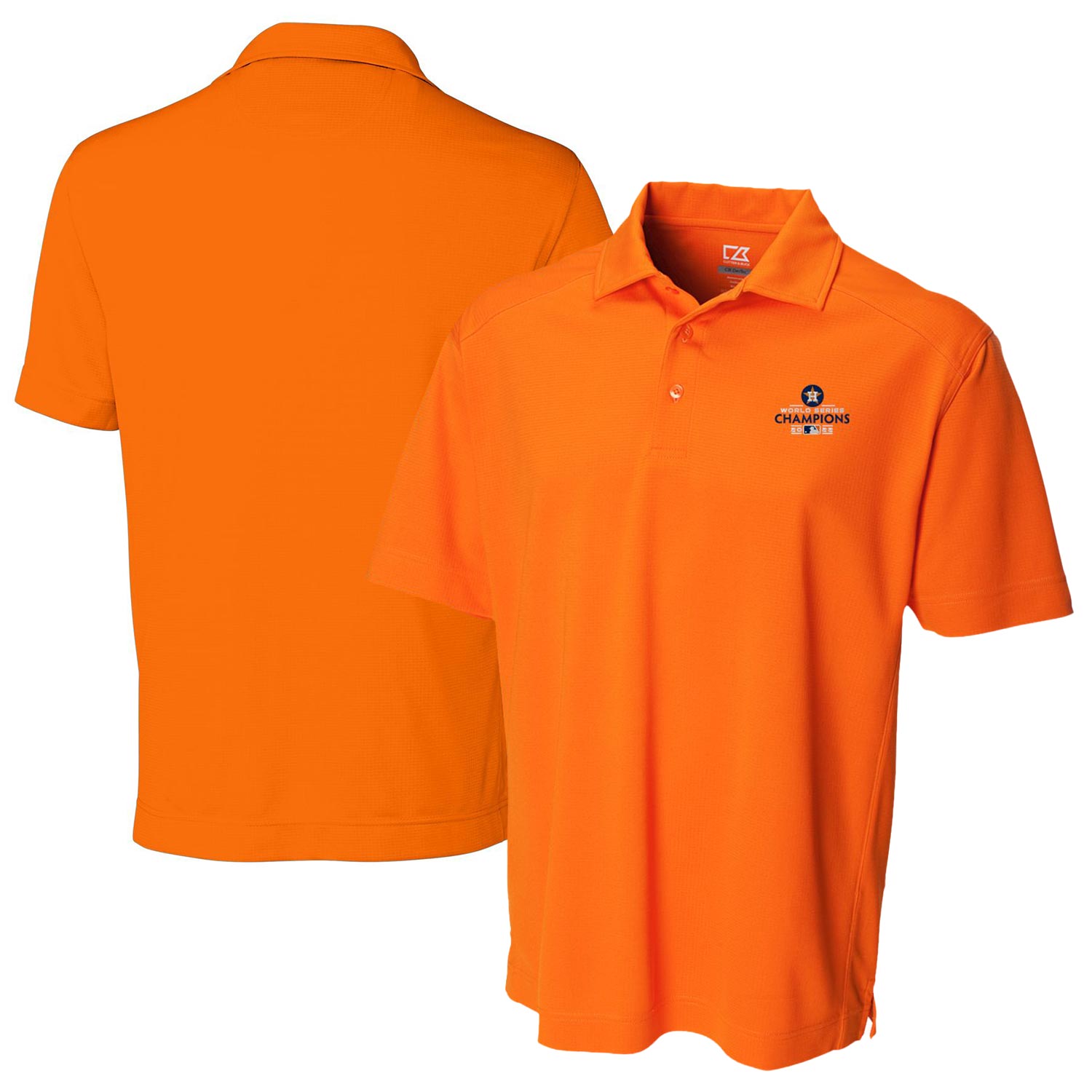 Men's Cutter & Buck Orange Houston Astros 2022 World Series Champions Team DryTec Genre Textured Solid Polo