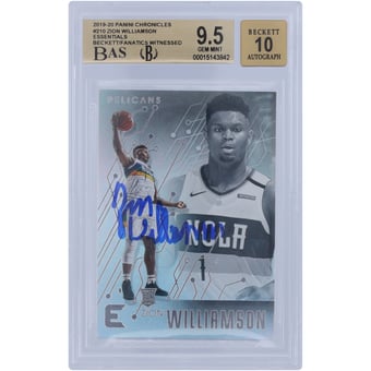 Zion Williamson New Orleans Pelicans Autographed 2019-20 Panini Chronicles Essentials #210 Beckett Fanatics Witnessed Authenticated 9.5/10 Rookie Card