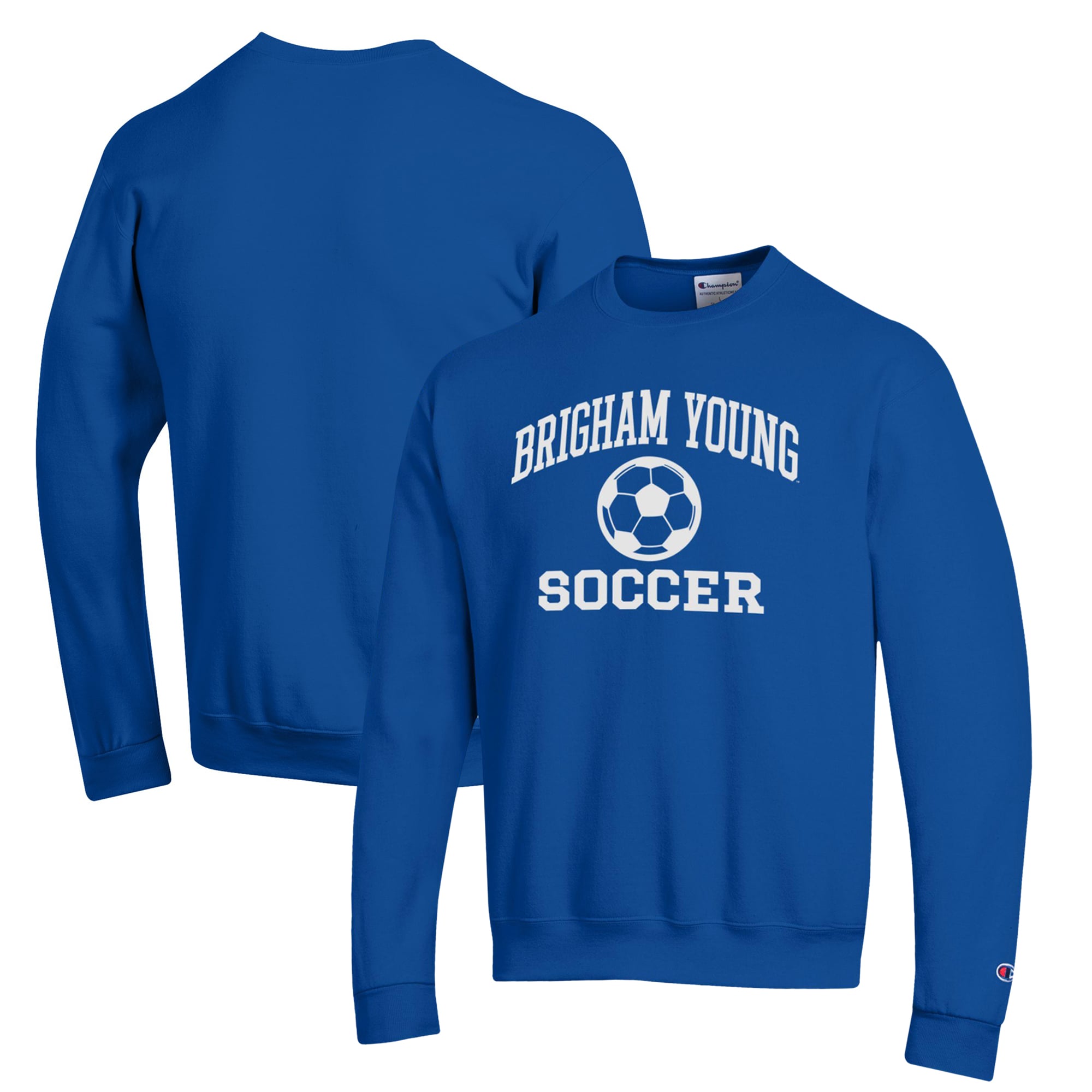 Men's Champion Royal BYU Cougars Soccer Icon Powerblend Pullover Sweatshirt