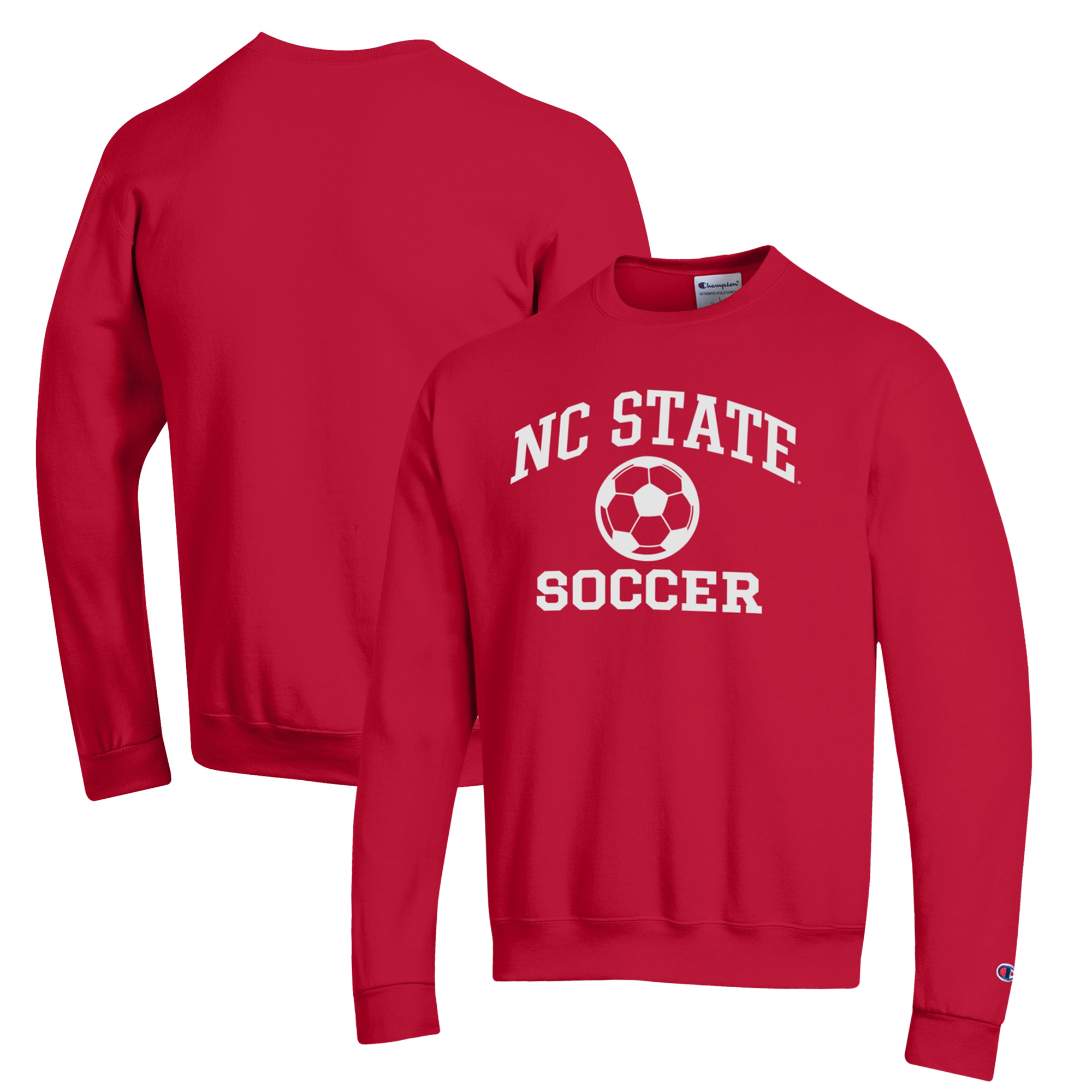 Men’s Champion Red NC State Wolfpack Soccer Icon Powerblend Pullover Sweatshirt