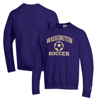 Men's Champion Purple Washington Huskies Soccer Icon Powerblend Pullover Sweatshirt