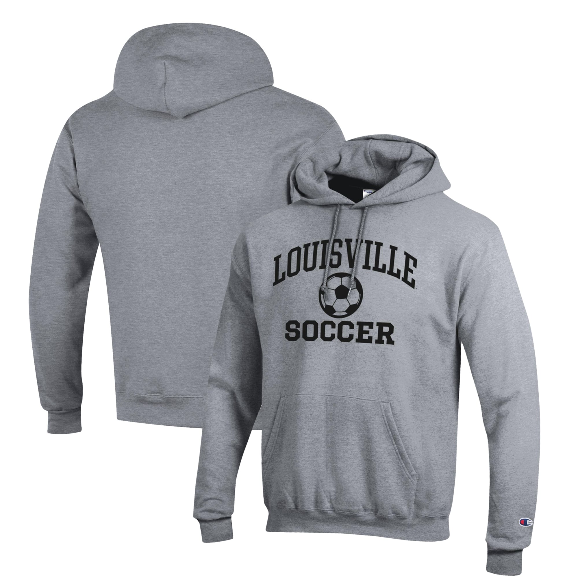 Men's Champion Gray Louisville Cardinals Soccer Icon Powerblend Pullover Hoodie