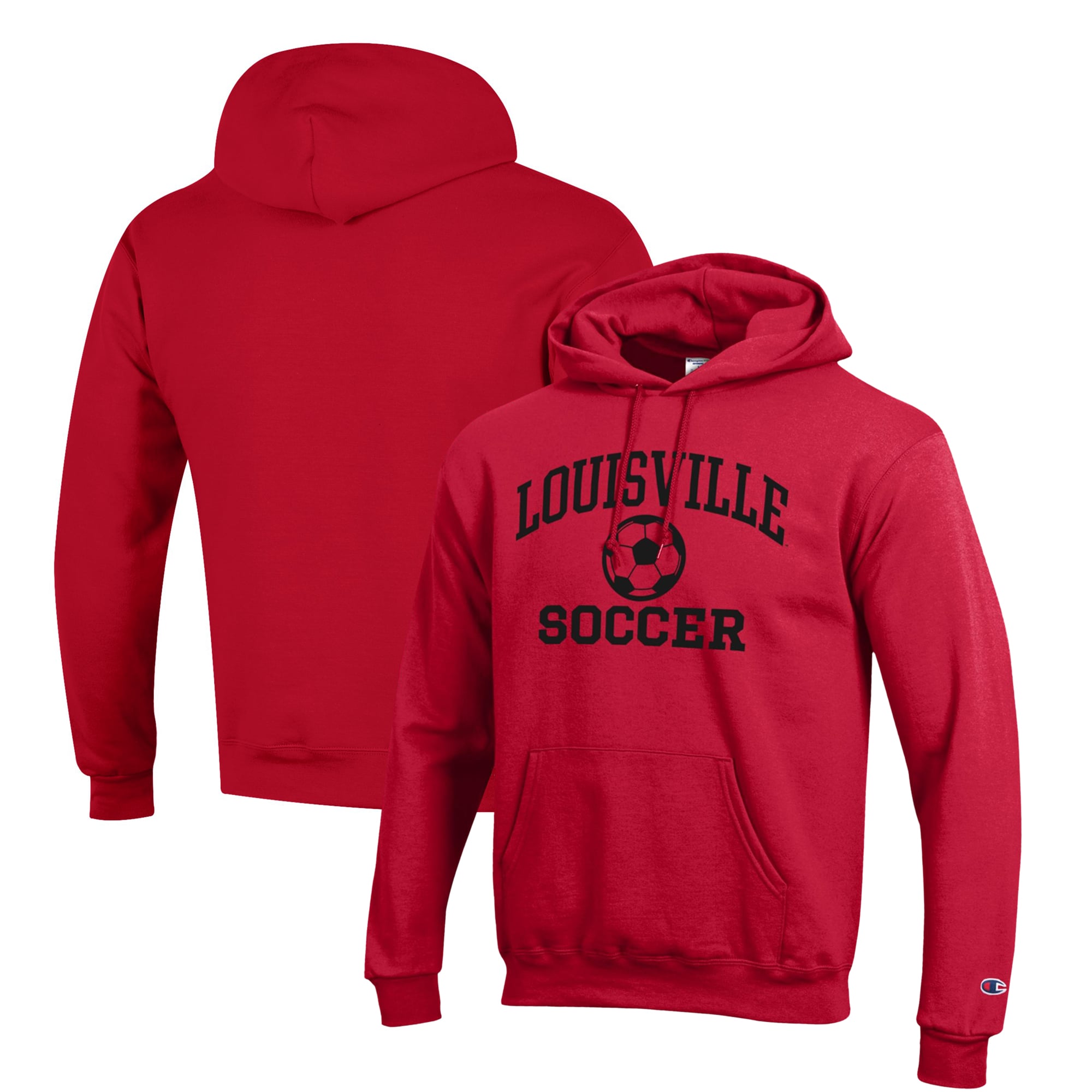 Men's Champion Red Louisville Cardinals Soccer Icon Powerblend Pullover Hoodie