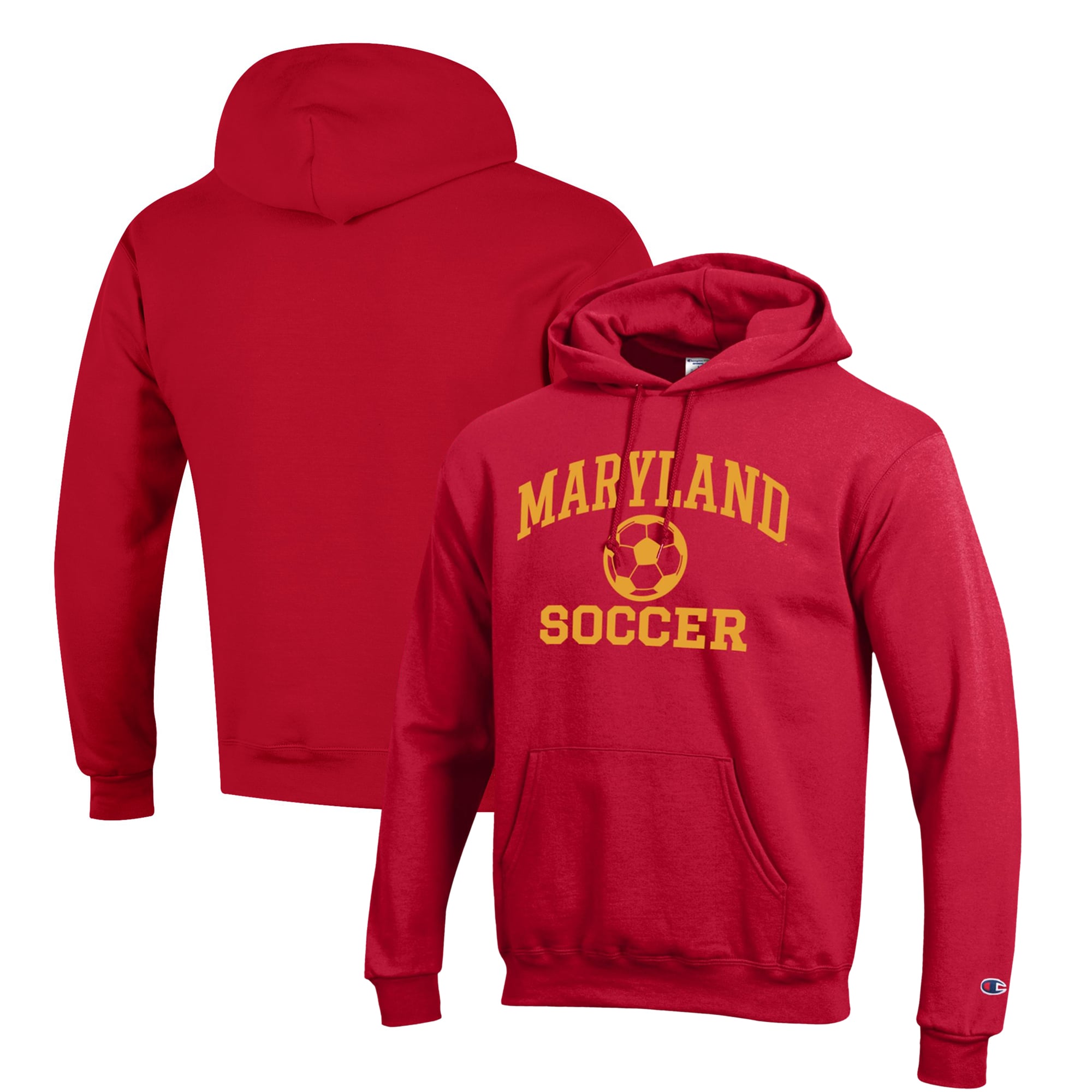 Men's Champion Red Maryland Terrapins Soccer Icon Powerblend Pullover Hoodie