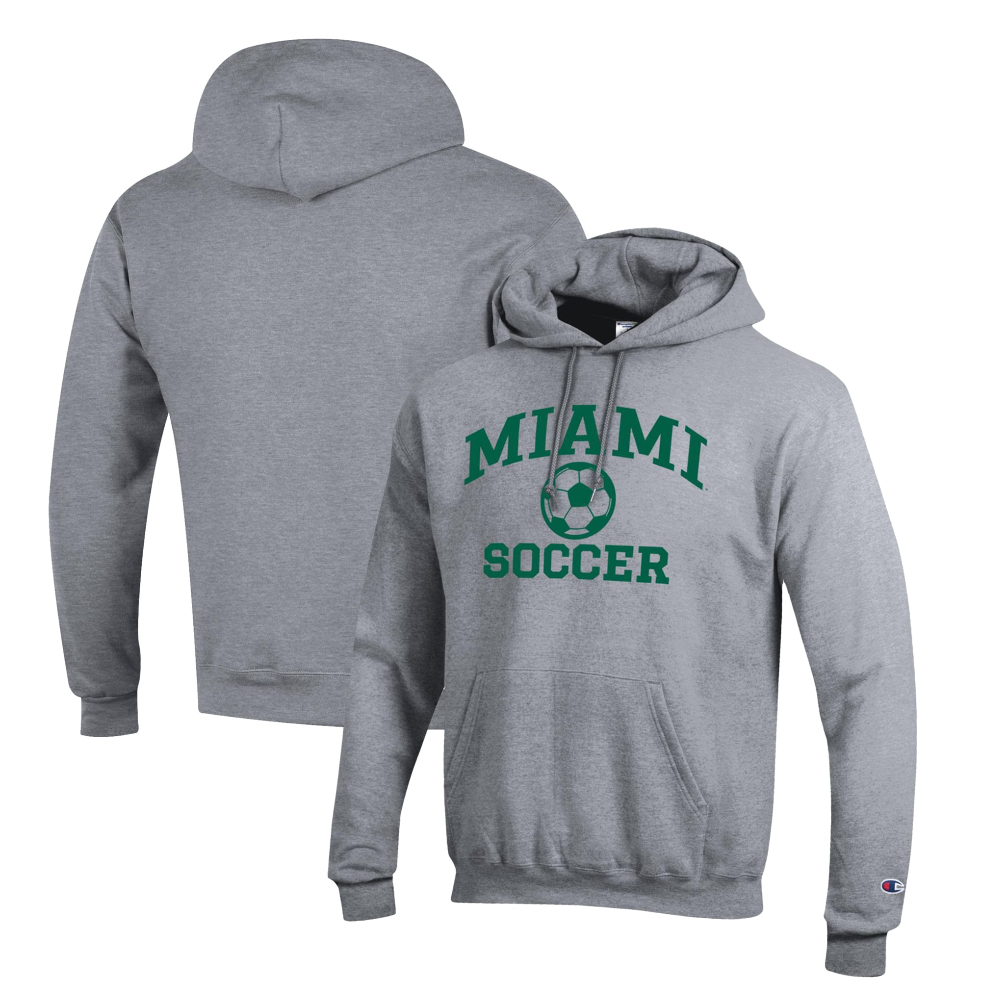 Men's Champion Gray Miami Hurricanes Soccer Icon Powerblend Pullover Hoodie