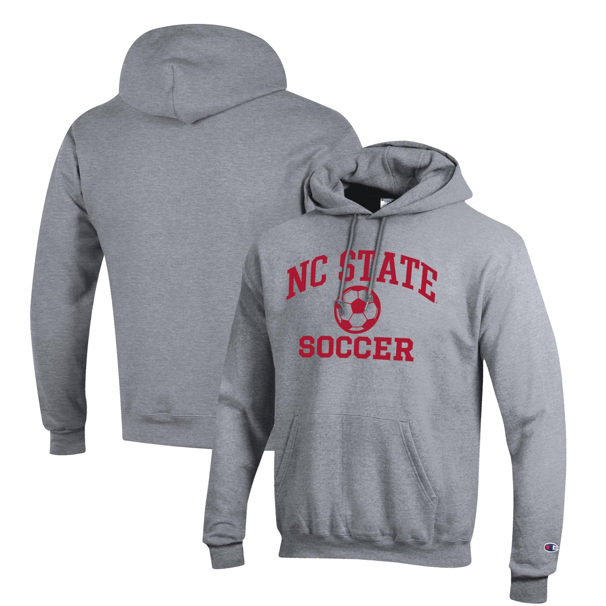 Men's Champion Gray NC State Wolfpack Soccer Icon Powerblend Pullover Hoodie