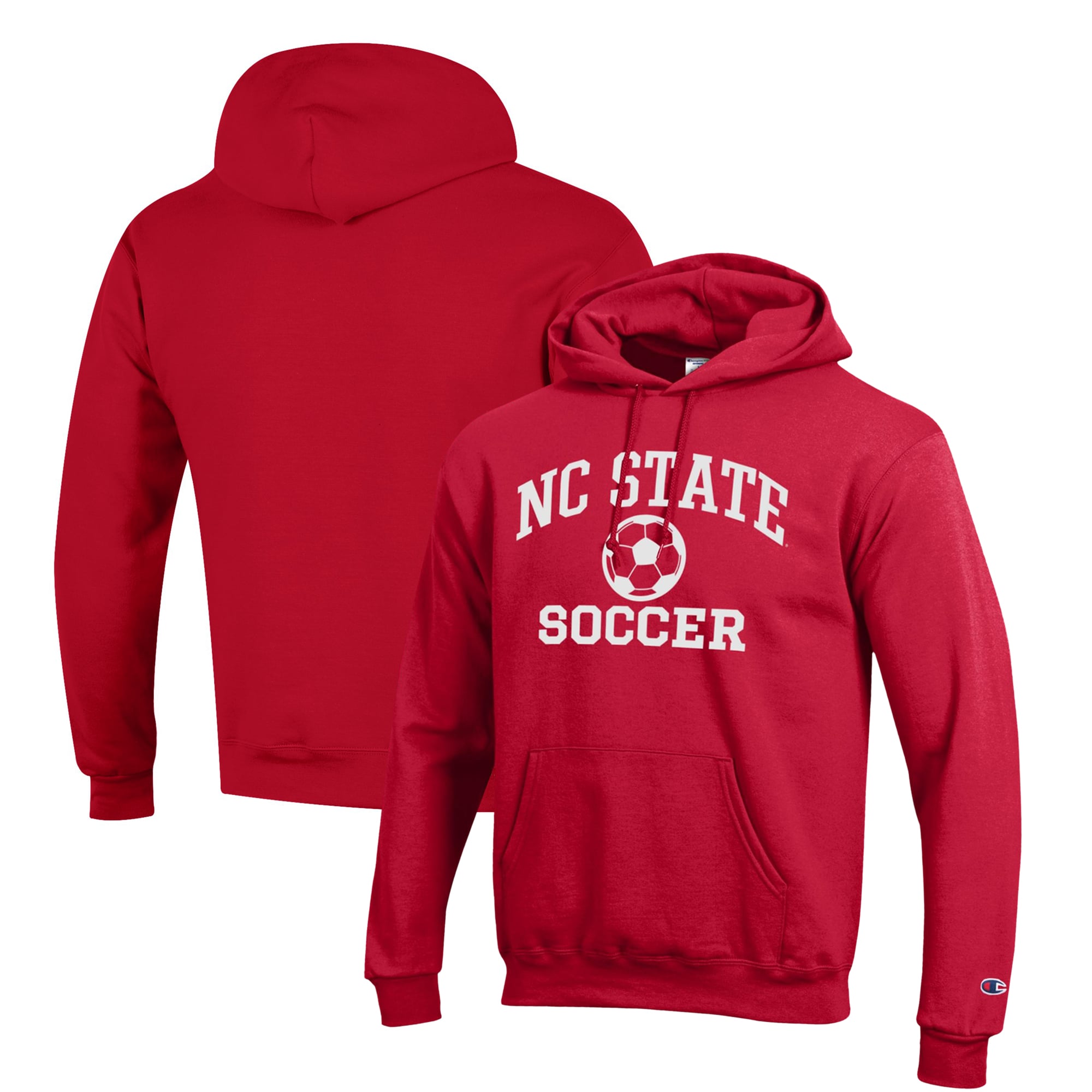 Men's Champion Red NC State Wolfpack Soccer Icon Powerblend Pullover Hoodie