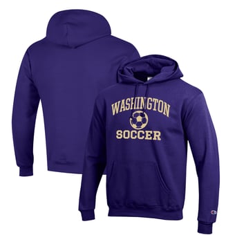 Men's Champion Purple Washington Huskies Soccer Icon Powerblend Pullover Hoodie