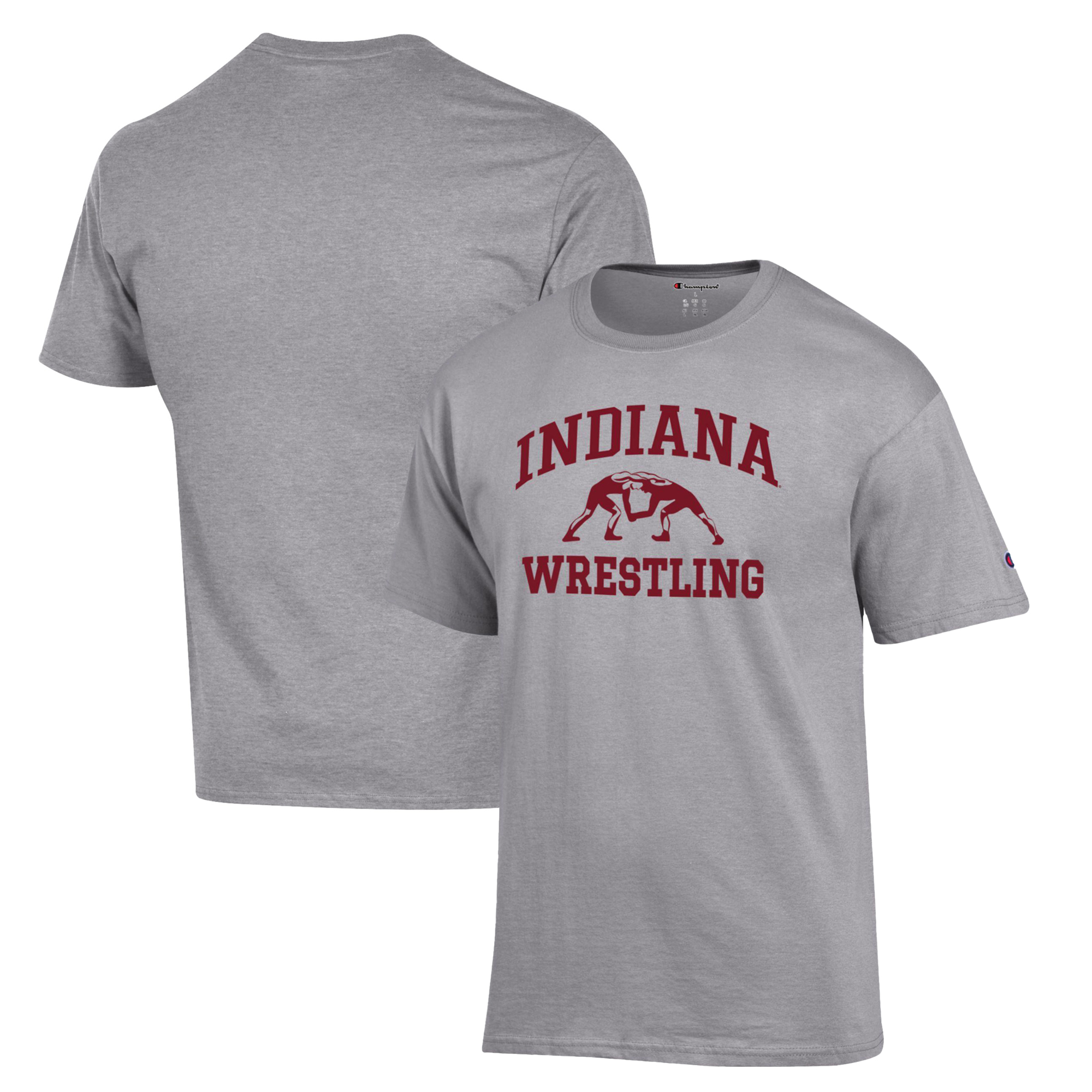 Men's Champion Gray Indiana Hoosiers Wrestling Icon T-Shirt