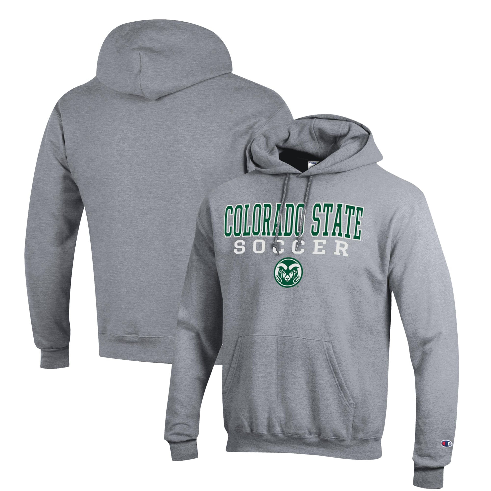 Men's Champion Gray Colorado State Rams Soccer Stack Logo Powerblend Pullover Hoodie