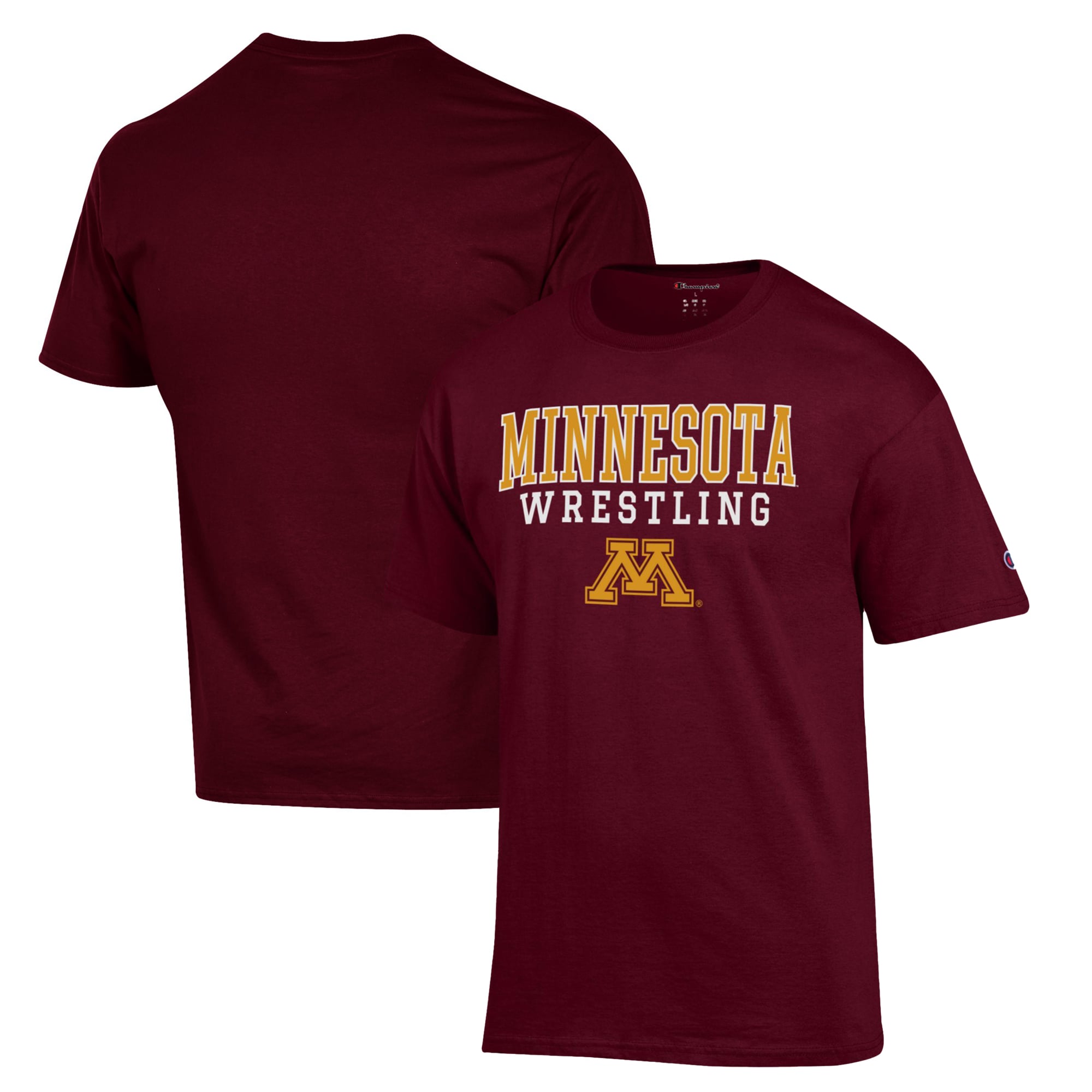 Men's Champion Maroon Minnesota Golden Gophers Wrestling Stack Logo T-Shirt