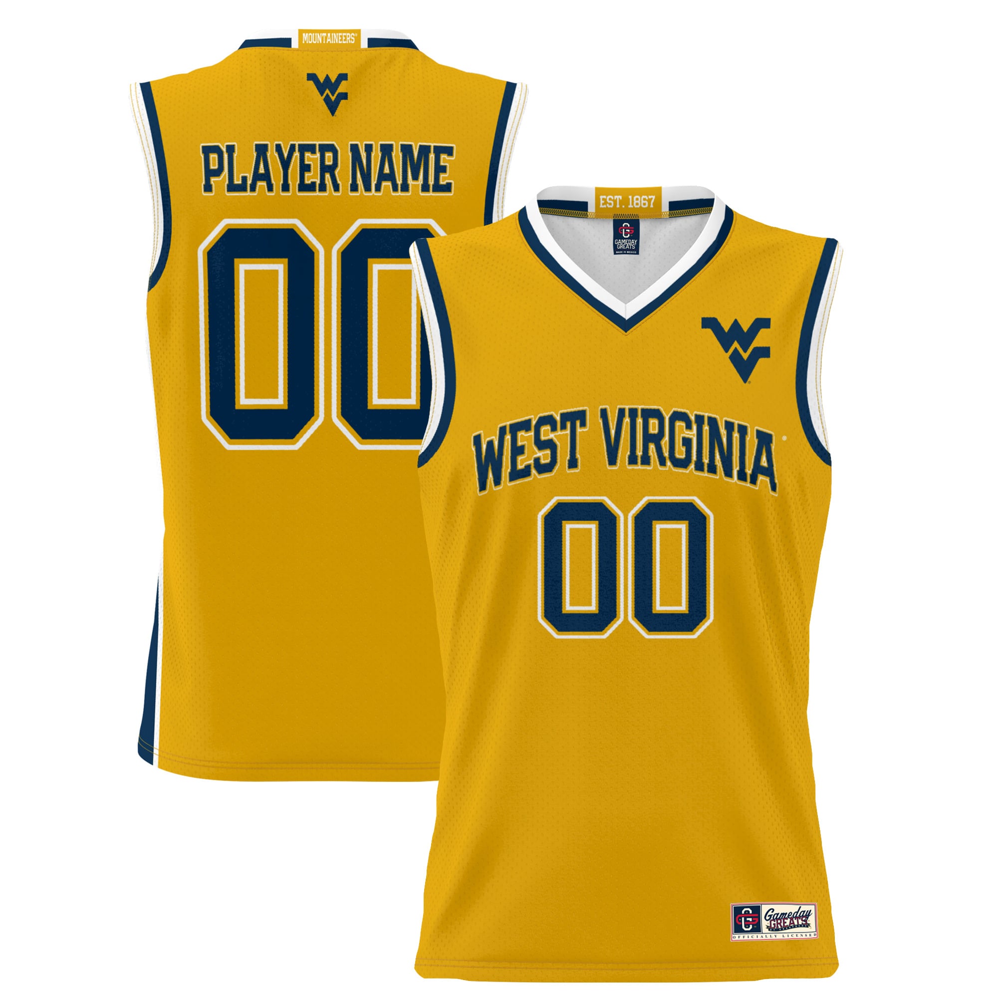 Youth GameDay Greats Gold West Virginia Mountaineers NIL Pick-A-Player Lightweight Women's Basketball Jersey