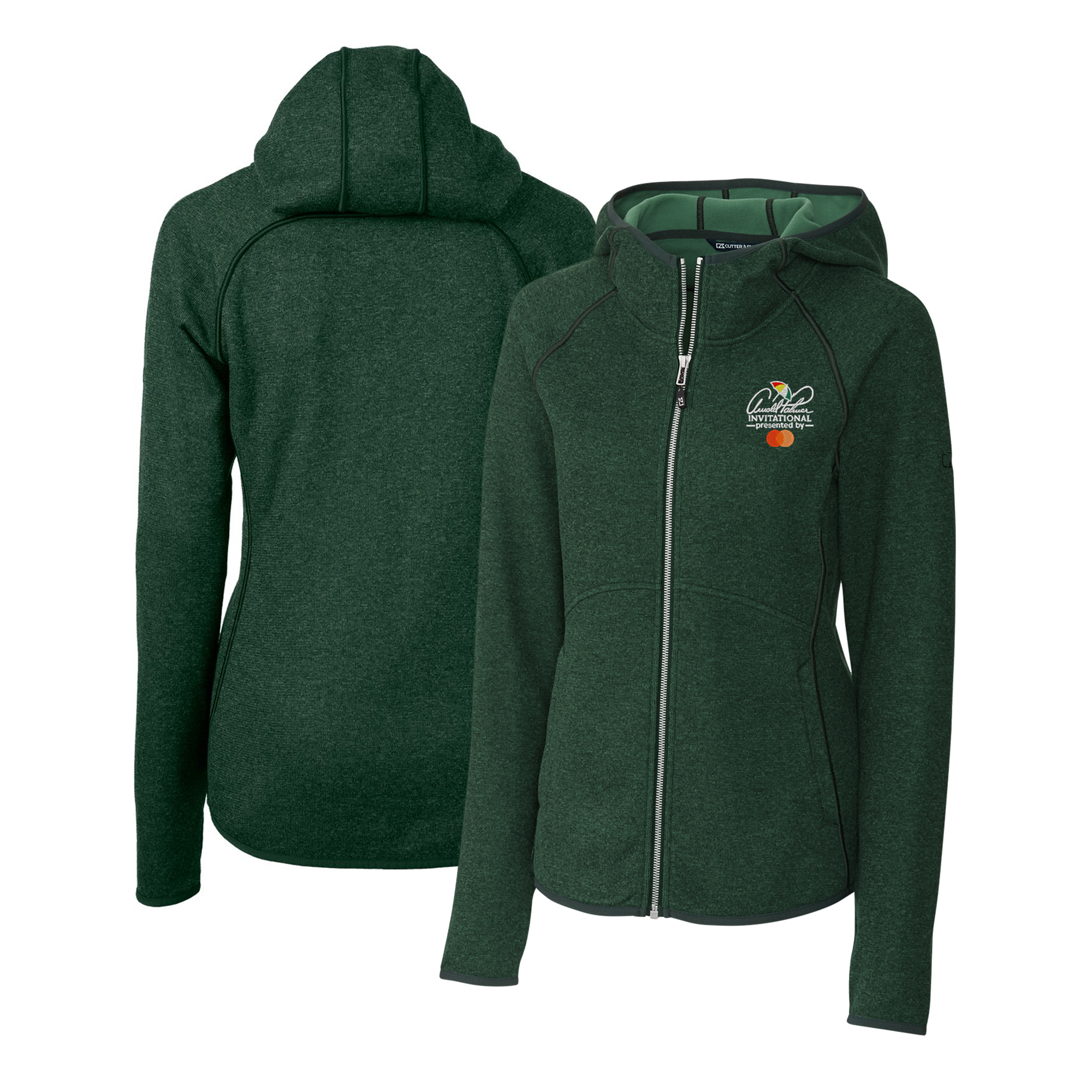 Women’s Cutter & Buck Heather Green Arnold Palmer Invitational Mainsail Sweater-Knit Full-Zip Hoodie Women’s Cutter & Buck Heather Green Arnold Palmer Invitational Mainsail Sweater-Knit Full-Zip Hoodie