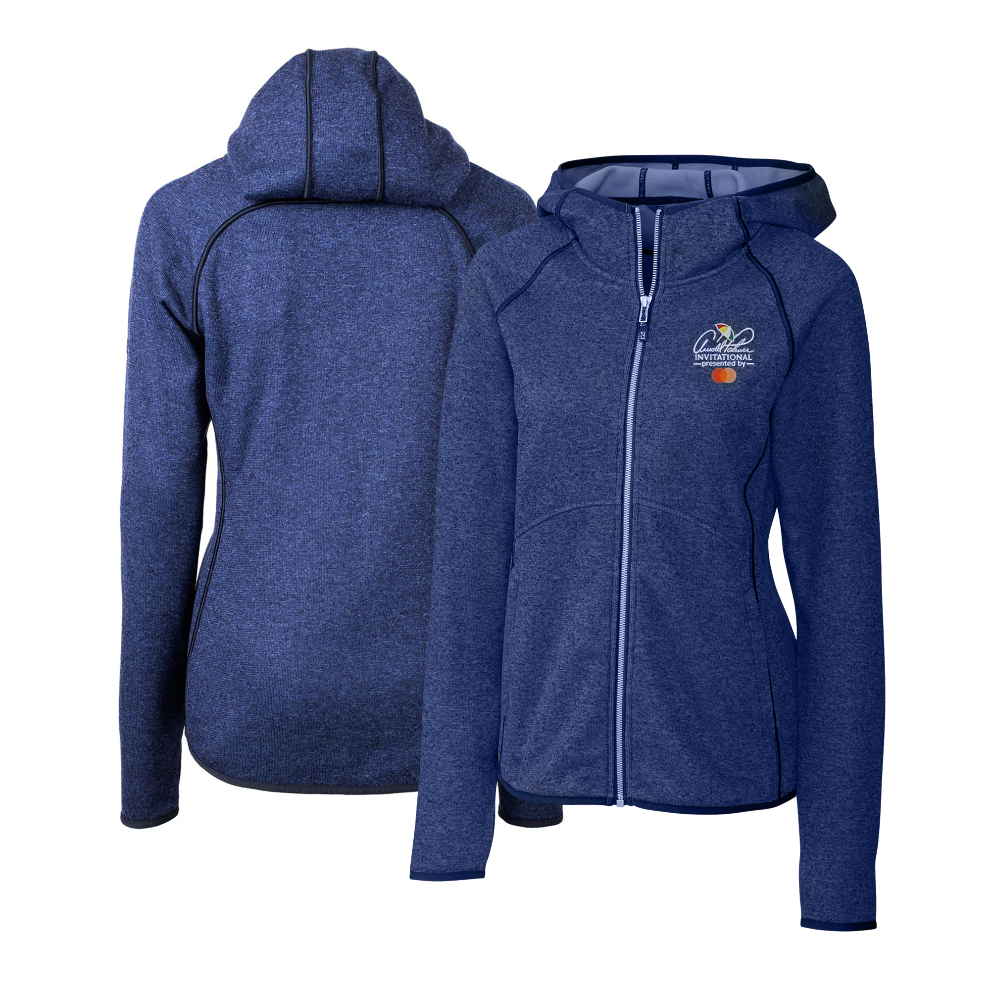 Women’s Cutter & Buck Heather Powder Blue Arnold Palmer Invitational Mainsail Sweater-Knit Full-Zip Hoodie Women’s Cutter & Buck Heather Powder Blue Arnold Palmer Invitational Mainsail Sweater-Knit Full-Zip Hoodie