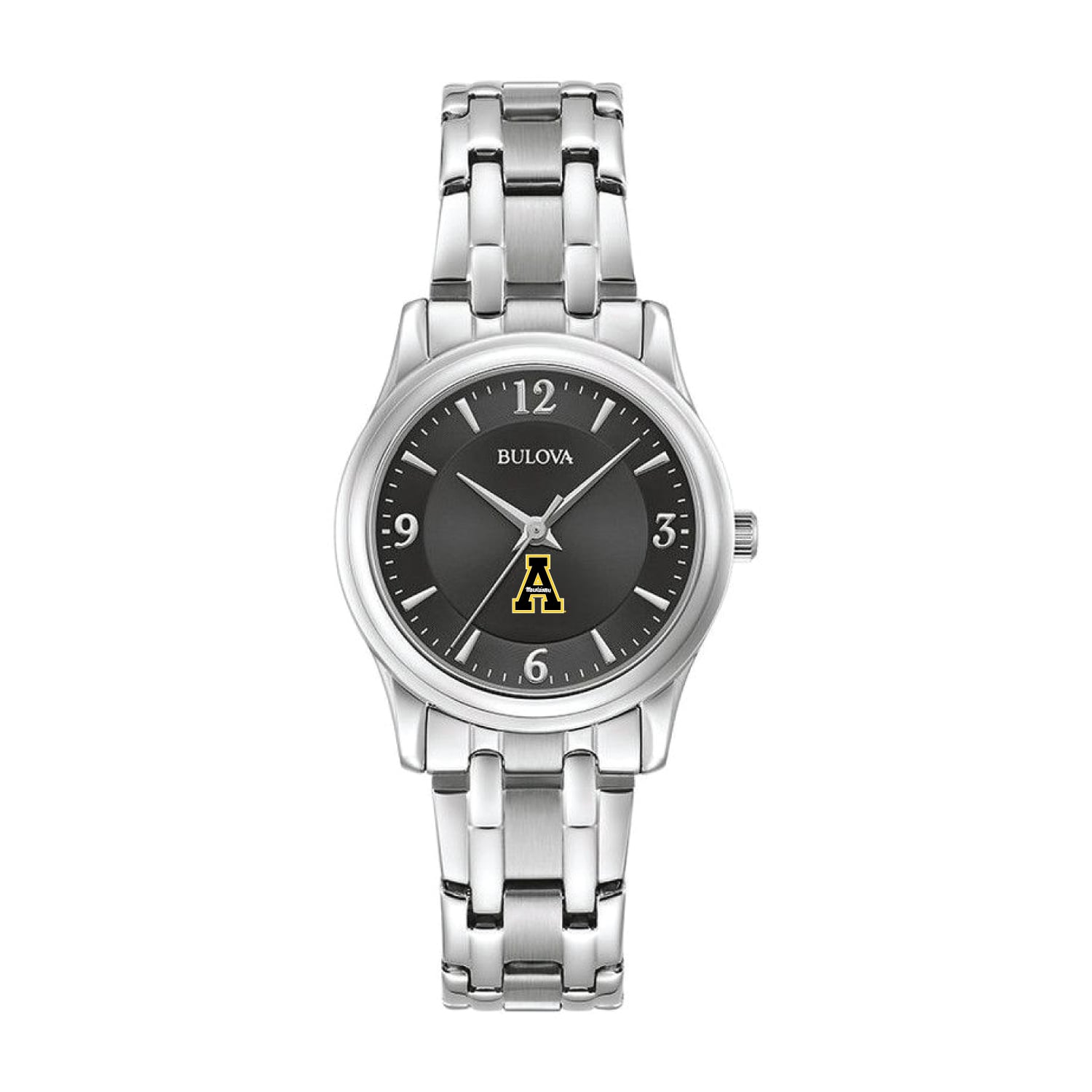 Women's Bulova Black Appalachian State Mountaineers Stainless Steel Corporate Collection Watch