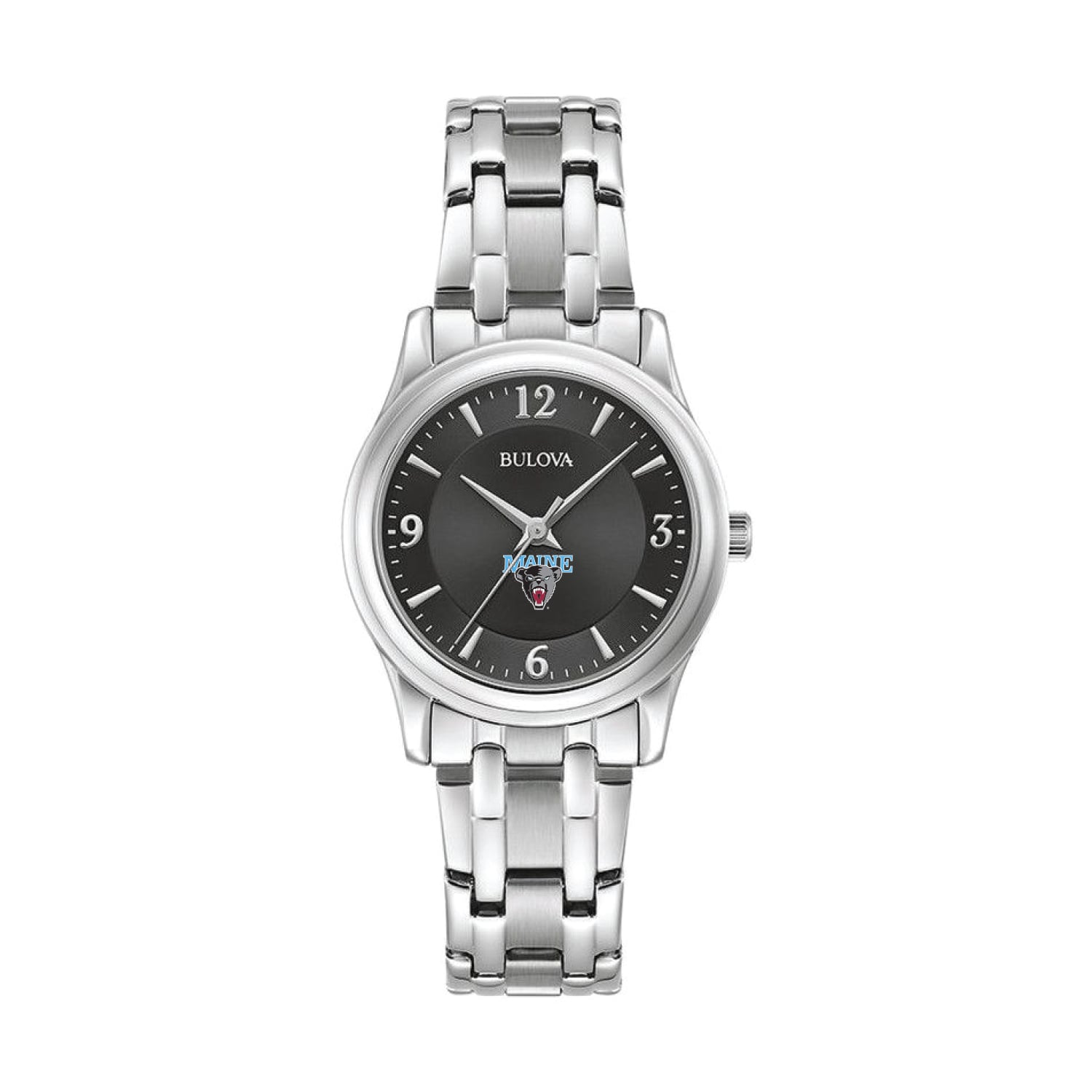 Women's Bulova Black Maine Black Bears Stainless Steel Corporate Collection Watch