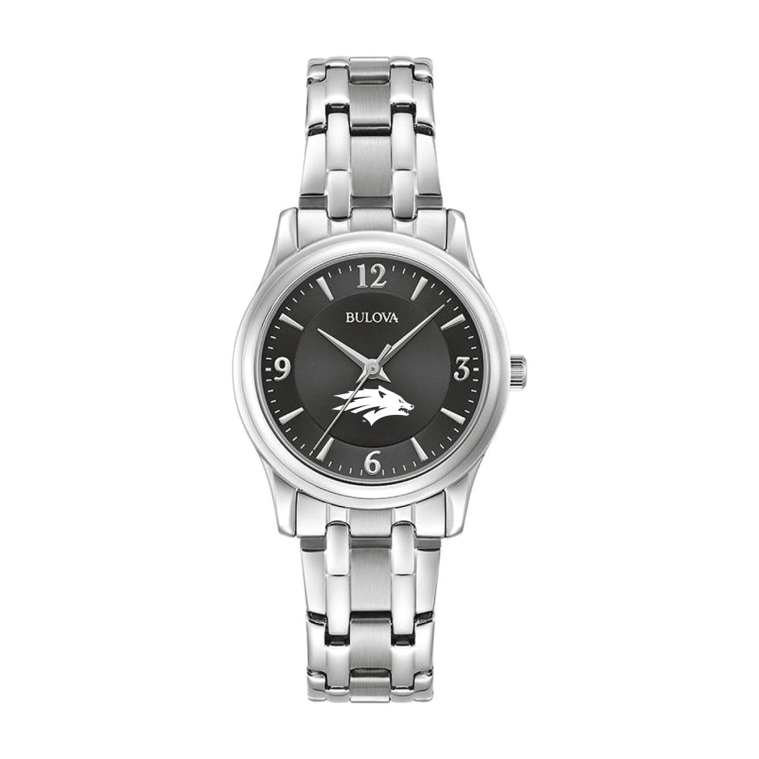 Women's Bulova Black Nevada Wolf Pack Stainless Steel Corporate Collection Watch