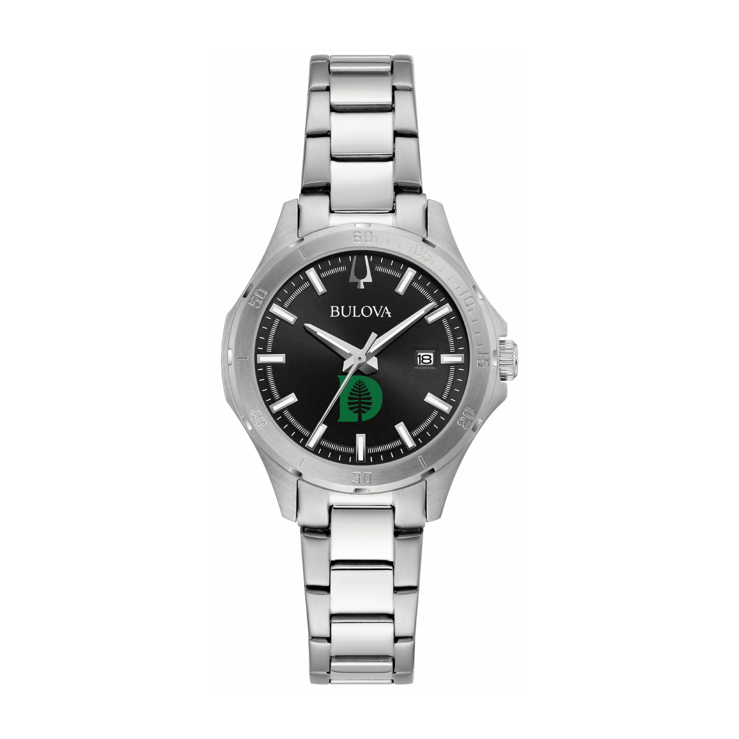 Women's Bulova Black Dartmouth Big Green Stainless Steel Classic Sport Watch