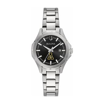 Women's Bulova Black Appalachian State Mountaineers Stainless Steel Classic Sport Watch