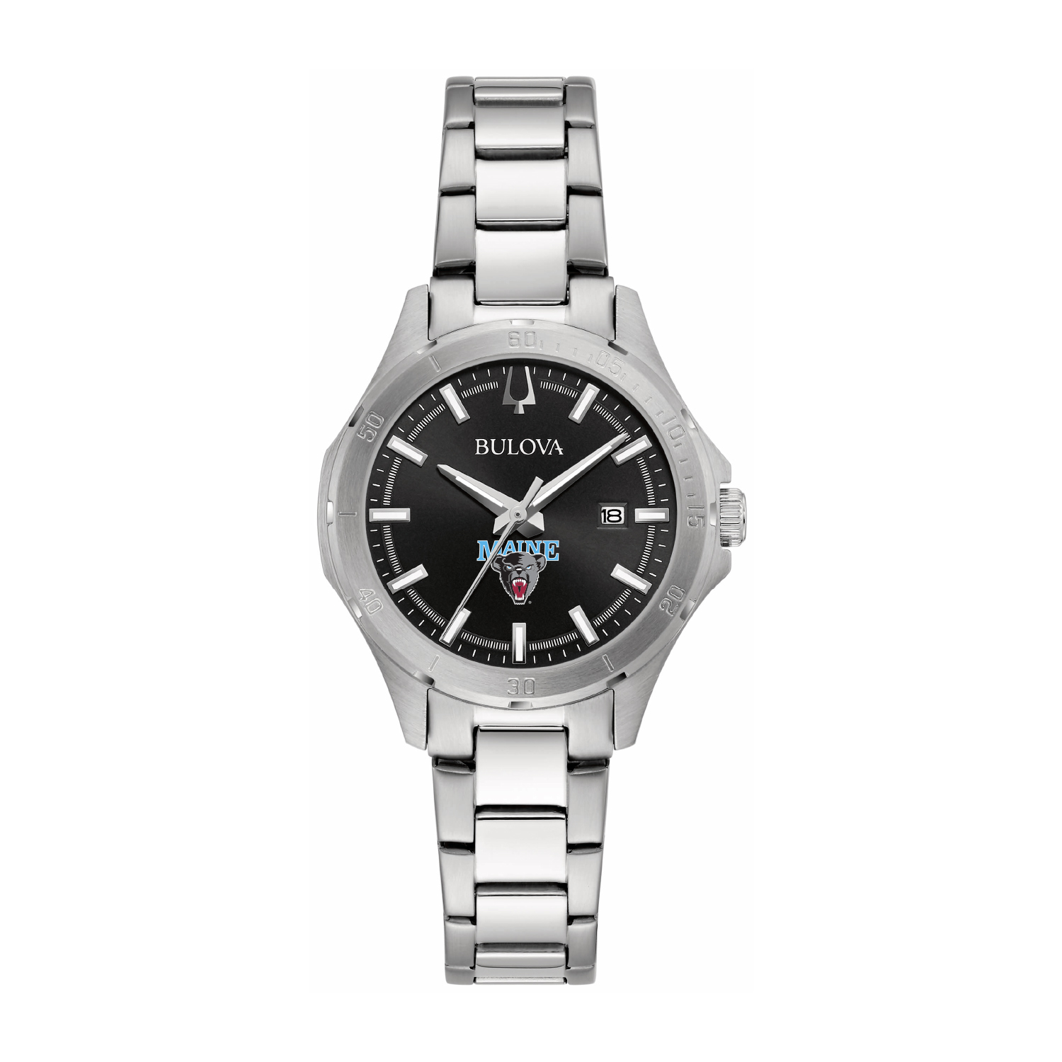 Women's Bulova Black Maine Black Bears Stainless Steel Classic Sport Watch