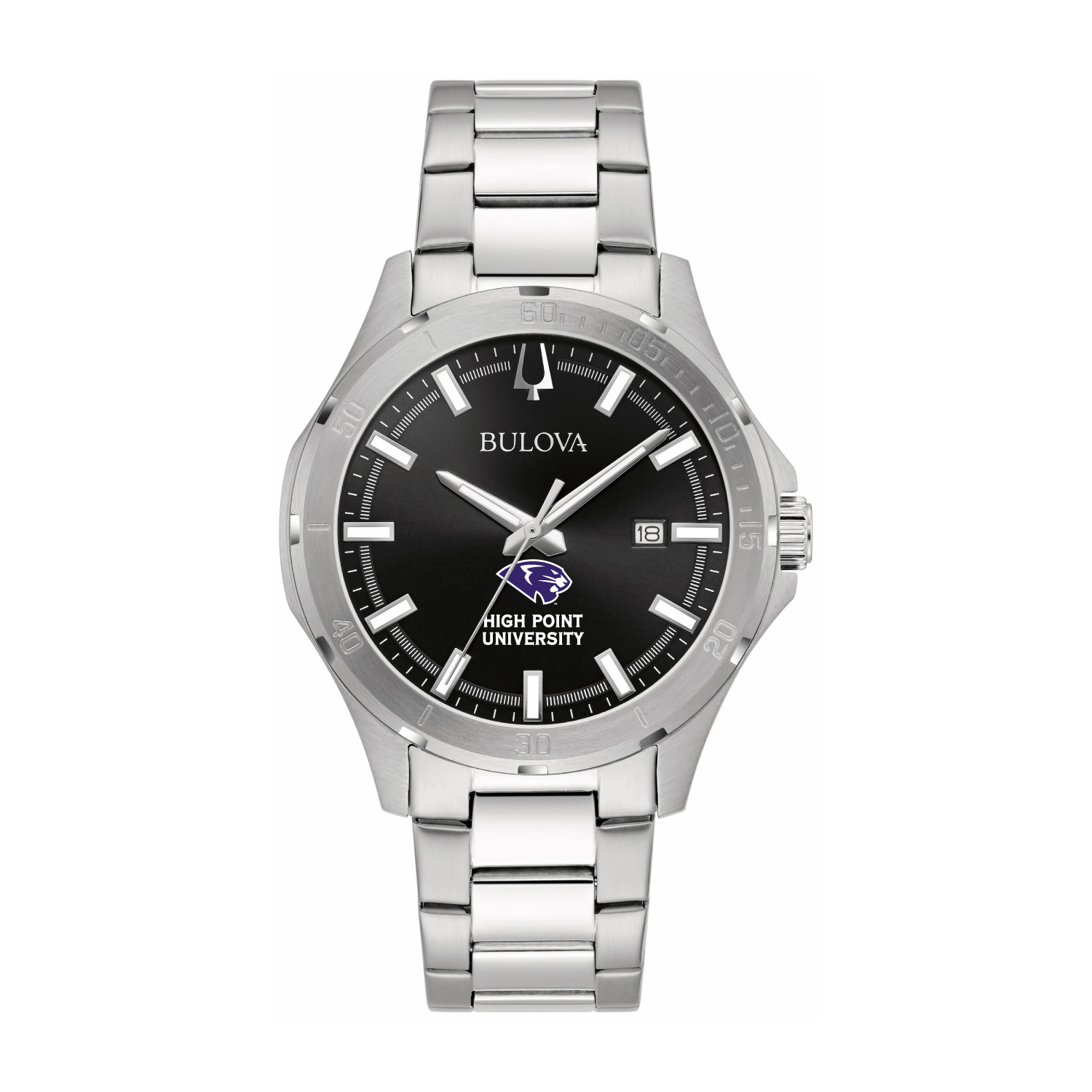 Bulova Black High Point Panthers Stainless Steel Sport Classic Watch